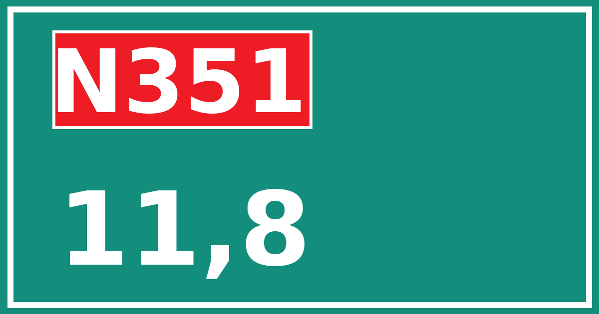 Hectometerbord N351 11,8