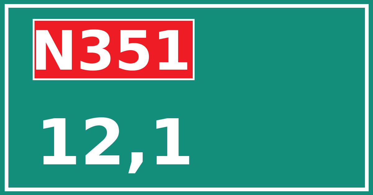 Hectometerbord N351 12,1