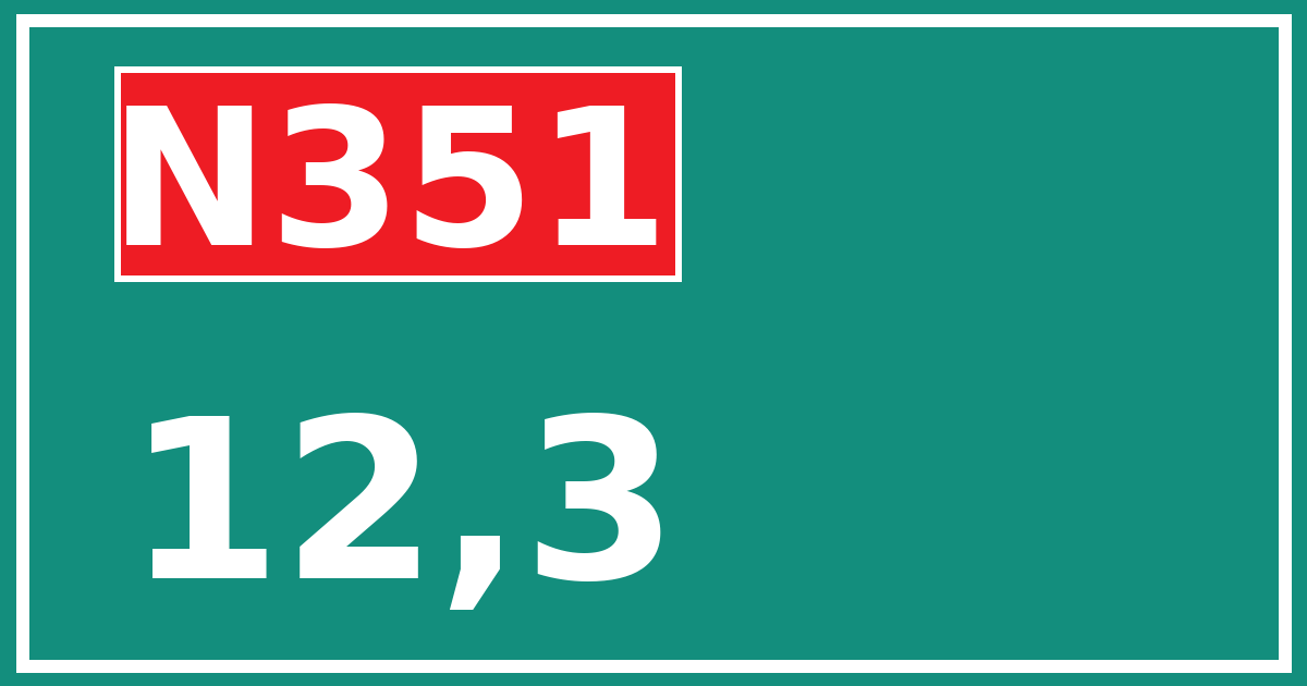 Hectometerbord N351 12,3