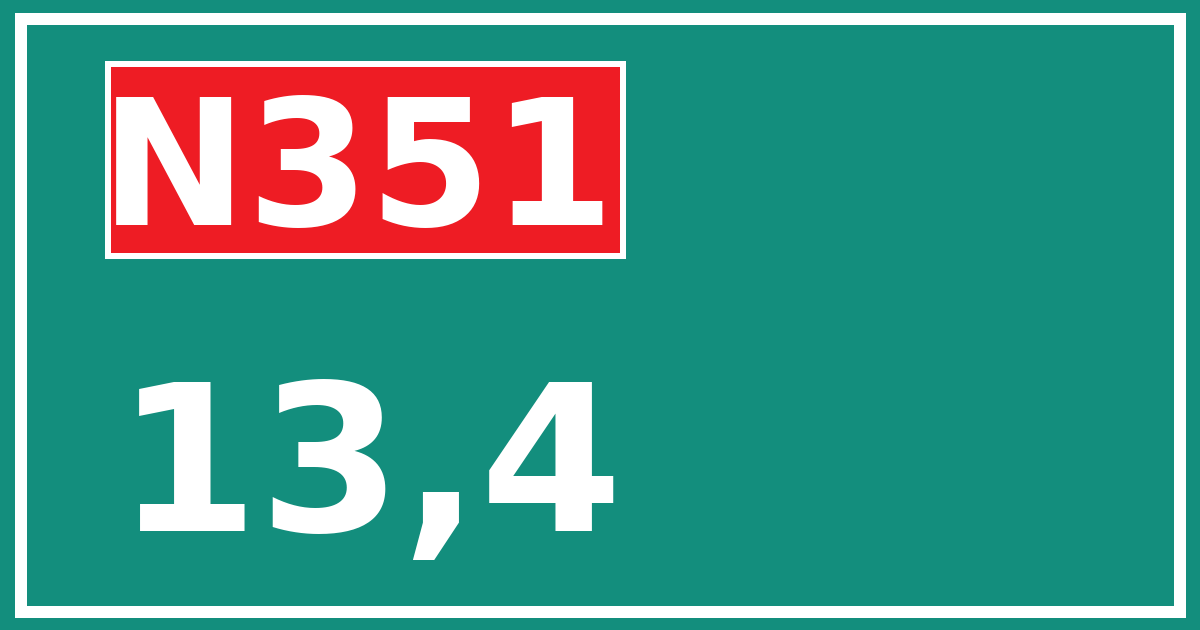 Hectometerbord N351 13,4