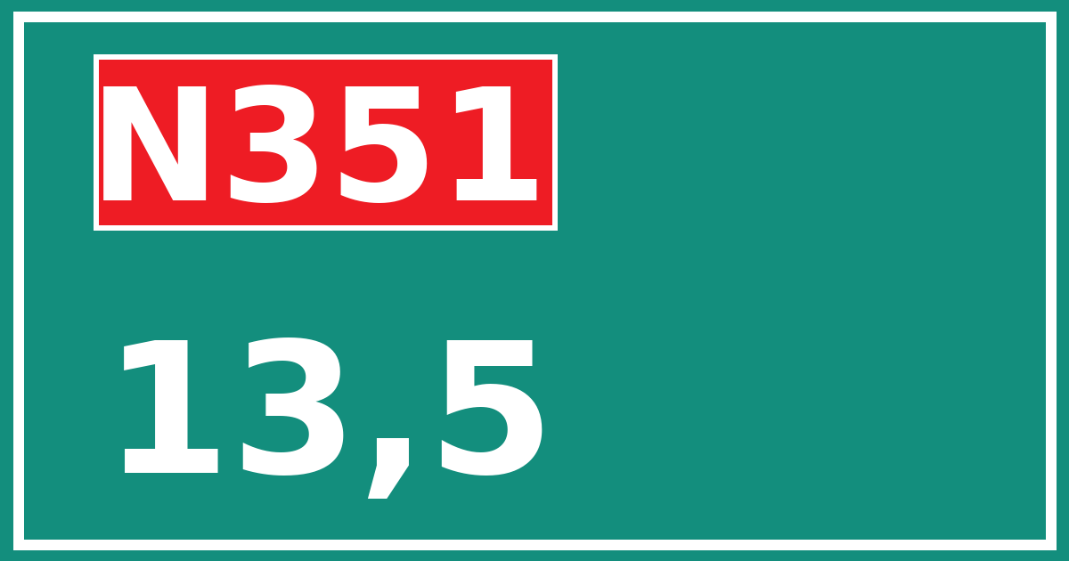 Hectometerbord N351 13,5