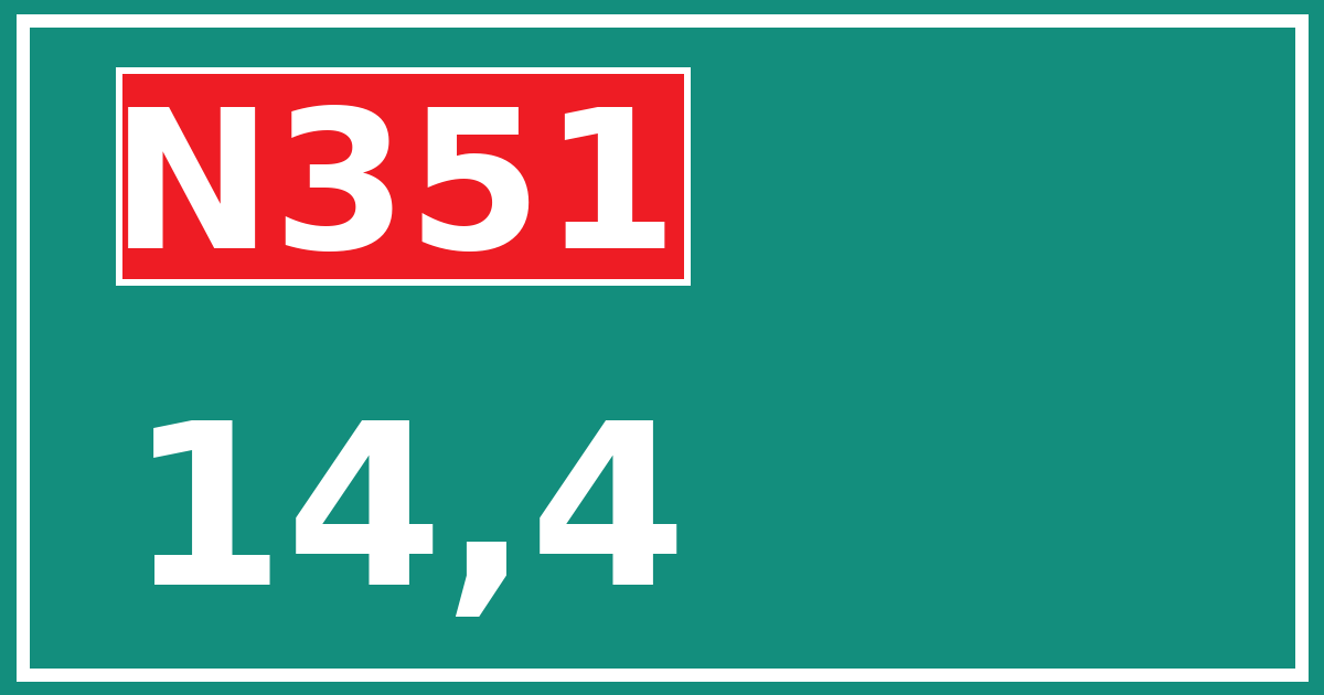 Hectometerbord N351 14,4