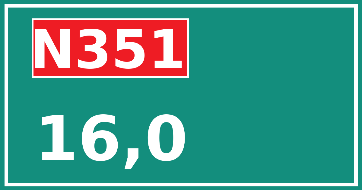 Hectometerbord N351 16,0