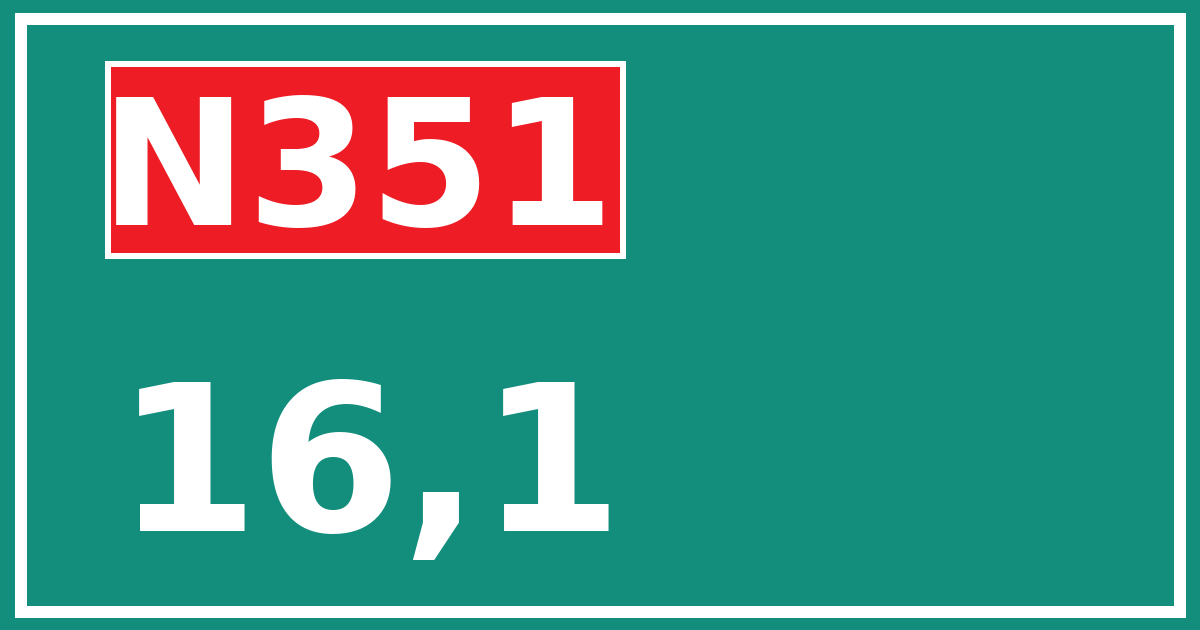 Hectometerbord N351 16,1