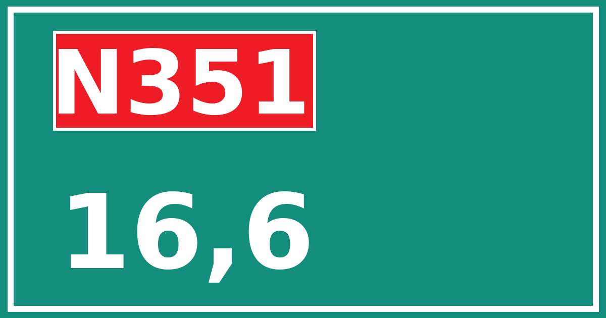 Hectometerbord N351 16,6