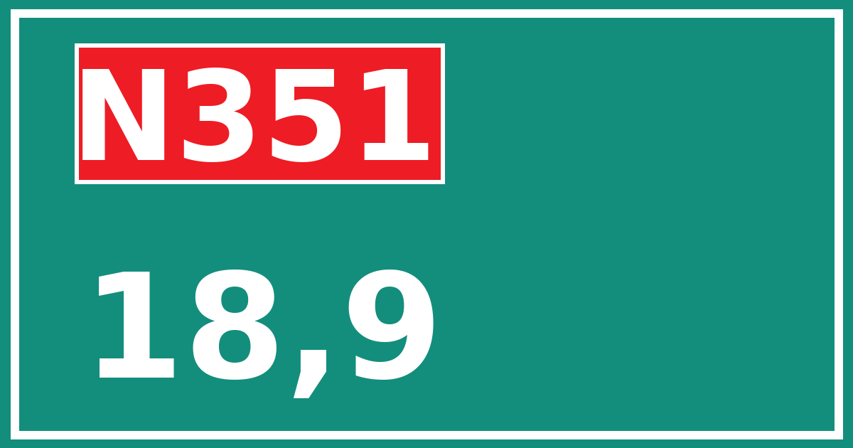Hectometerbord N351 18,9