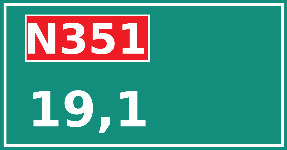 Hectometerbord N351 19,1