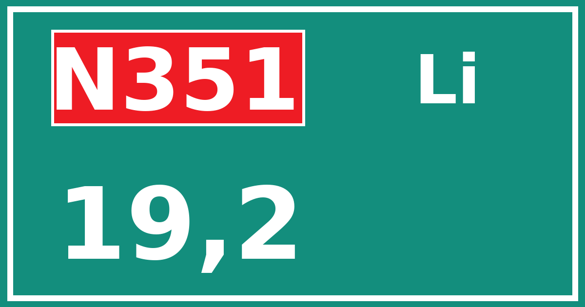 Hectometerbord N351 19,2 zijde Li