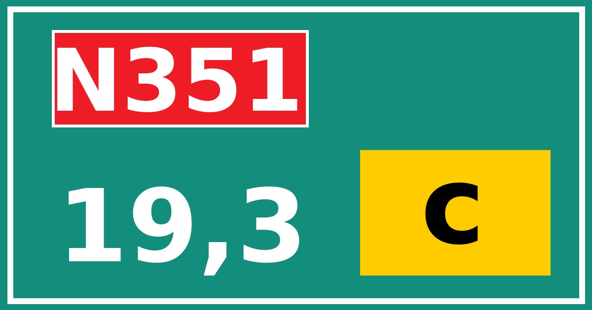 Hectometerbord N351 19,3 letter c