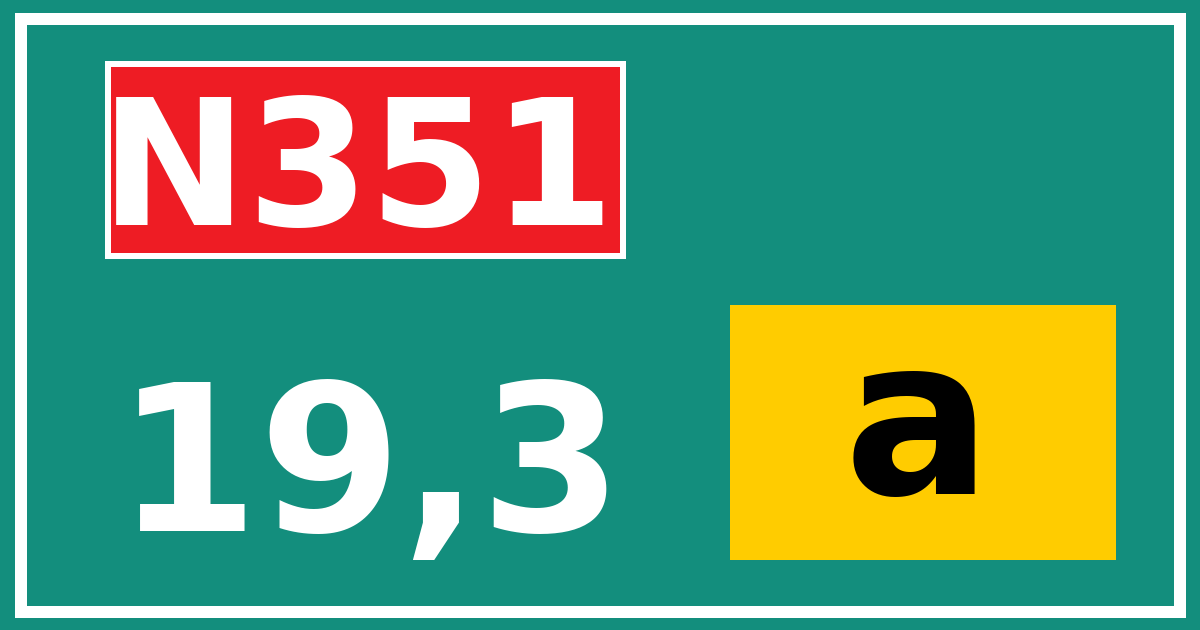 Hectometerbord N351 19,3 letter a