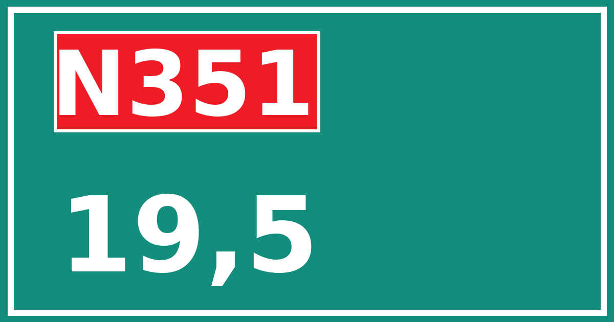 Hectometerbord N351 19,5