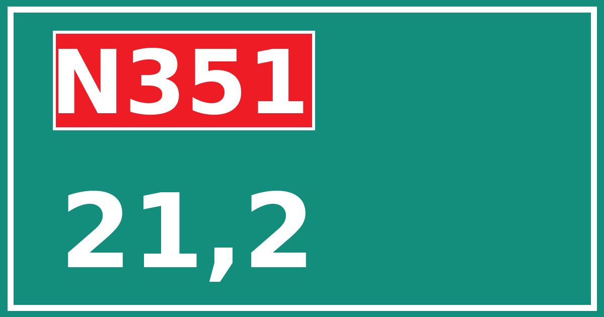 Hectometerbord N351 21,2