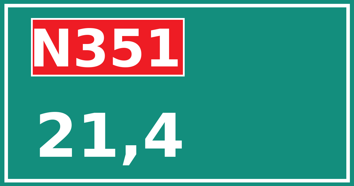 Hectometerbord N351 21,4