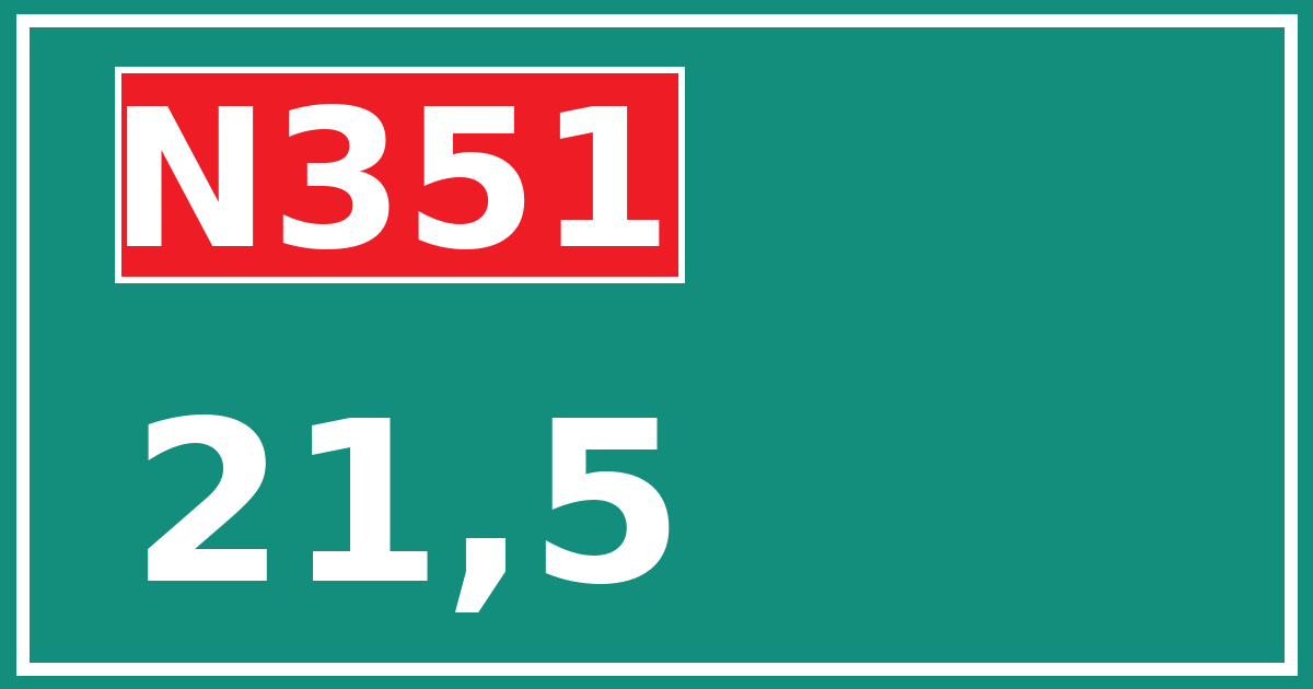 Hectometerbord N351 21,5