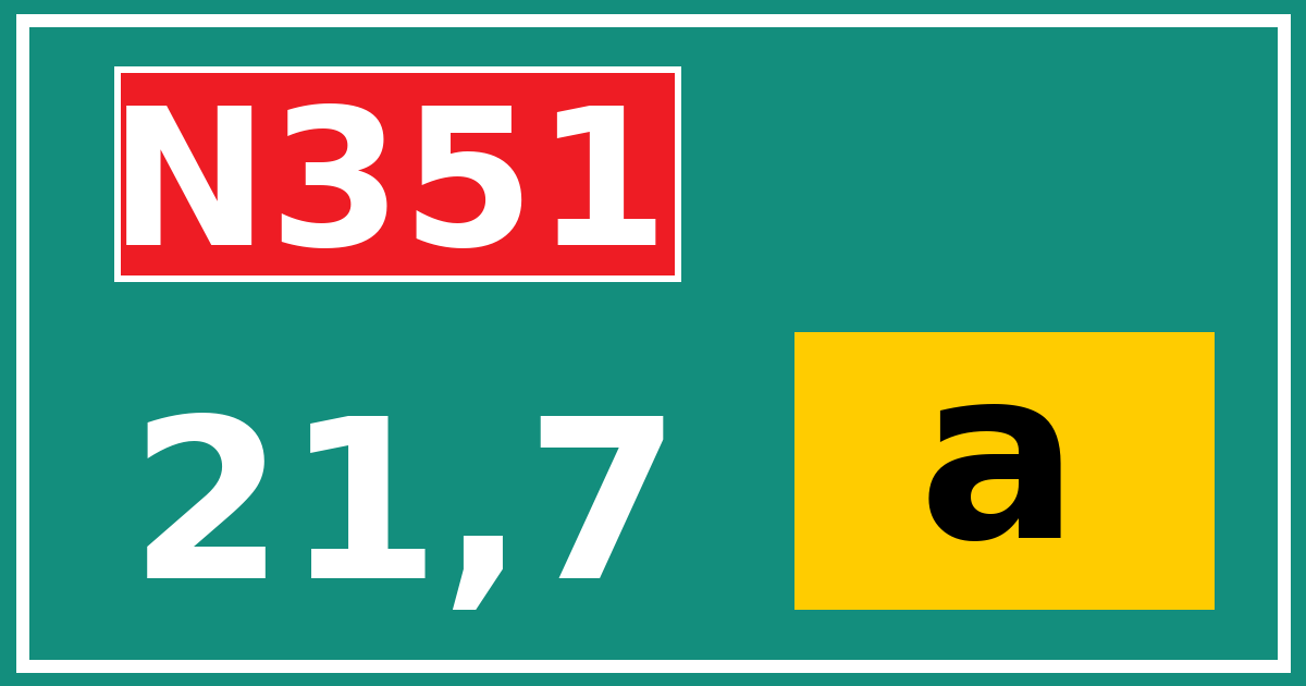 Hectometerbord N351 21,7 letter a
