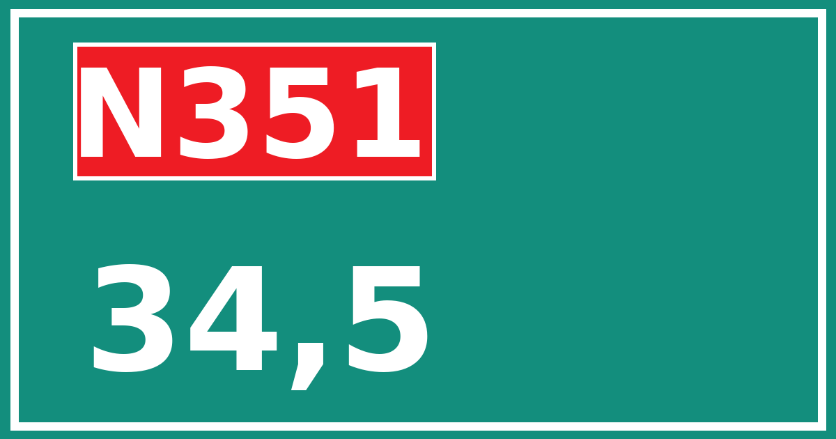 Hectometerbord N351 34,5