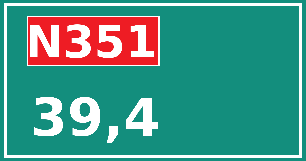 Hectometerbord N351 39,4