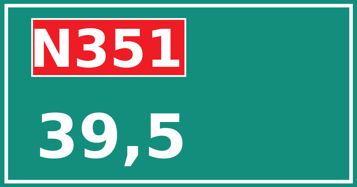 Hectometerbord N351 39,5