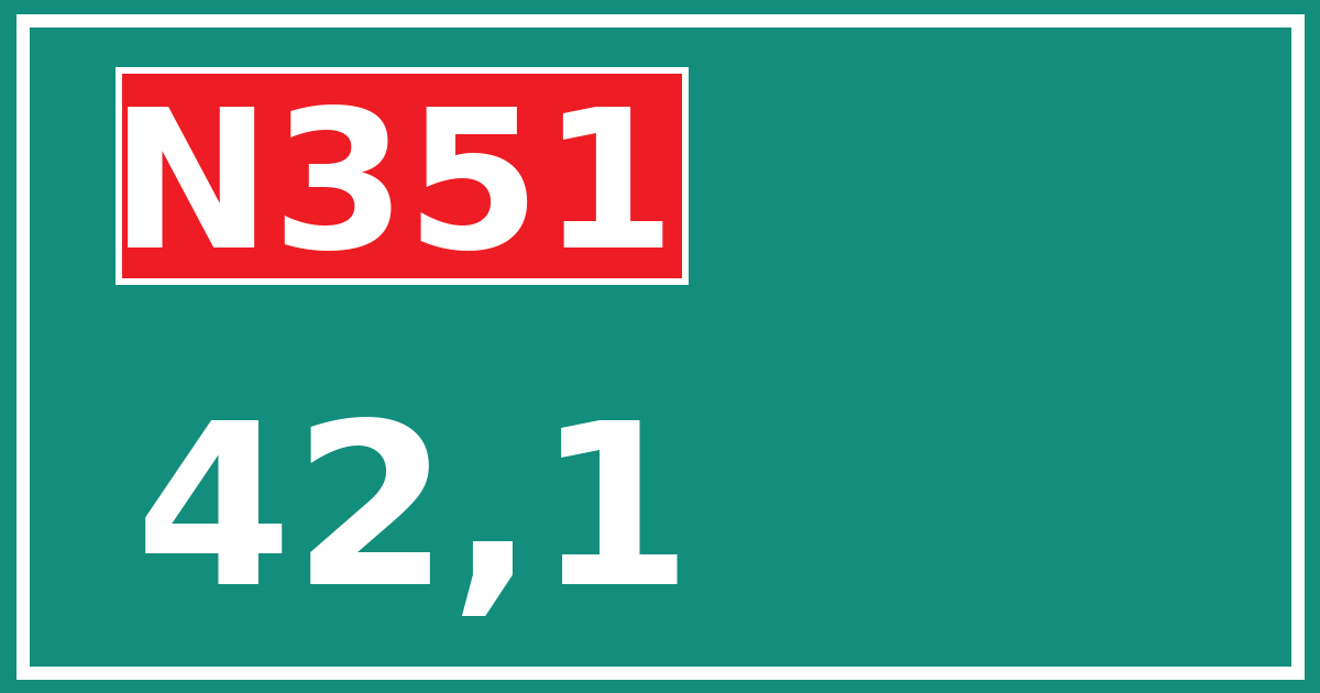 Hectometerbord N351 42,1