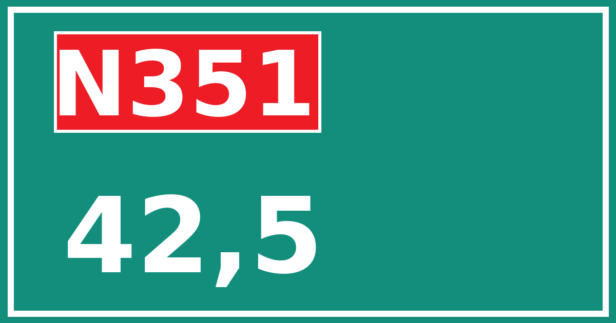 Hectometerbord N351 42,5