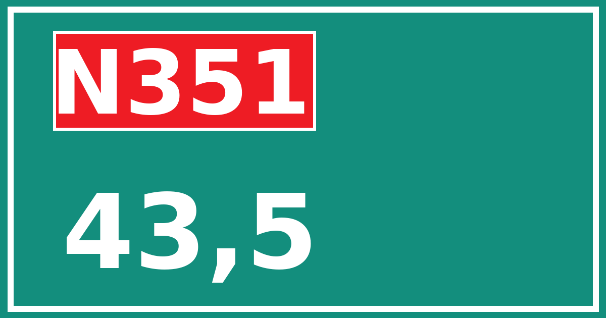 Hectometerbord N351 43,5