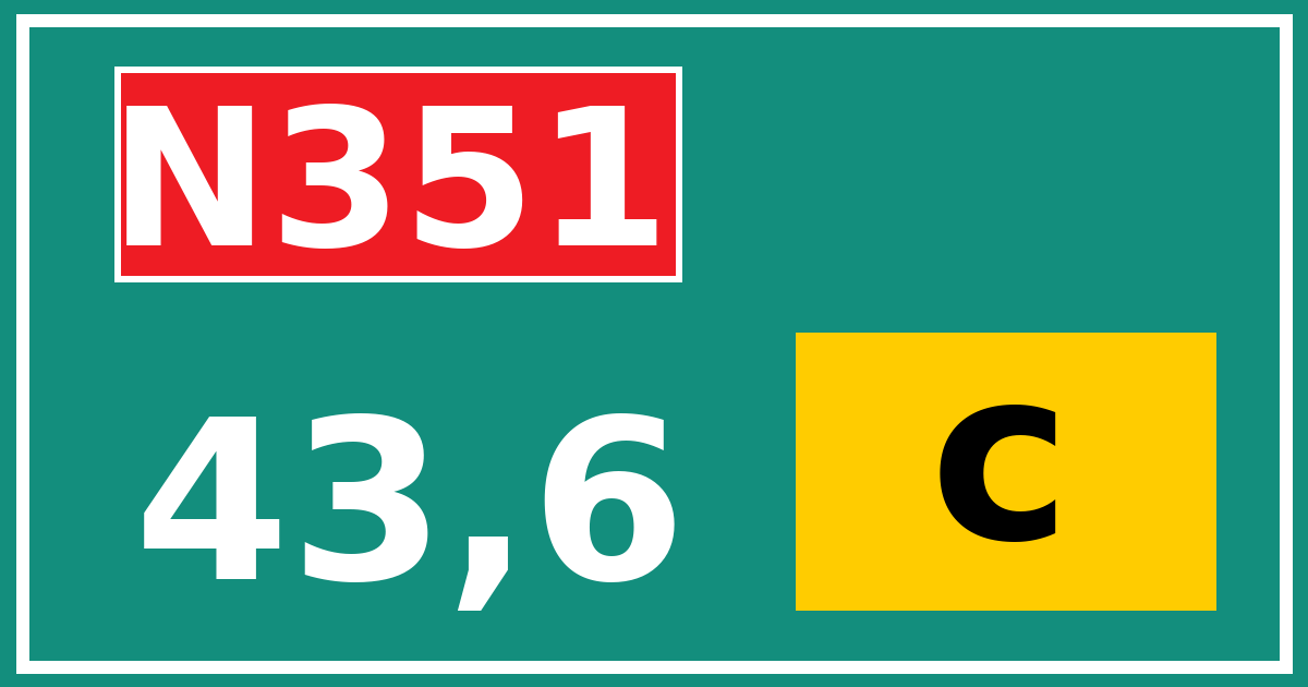 Hectometerbord N351 43,6 letter c