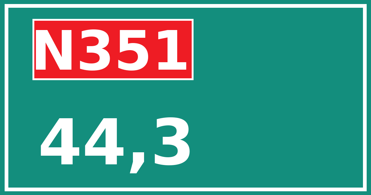 Hectometerbord N351 44,3