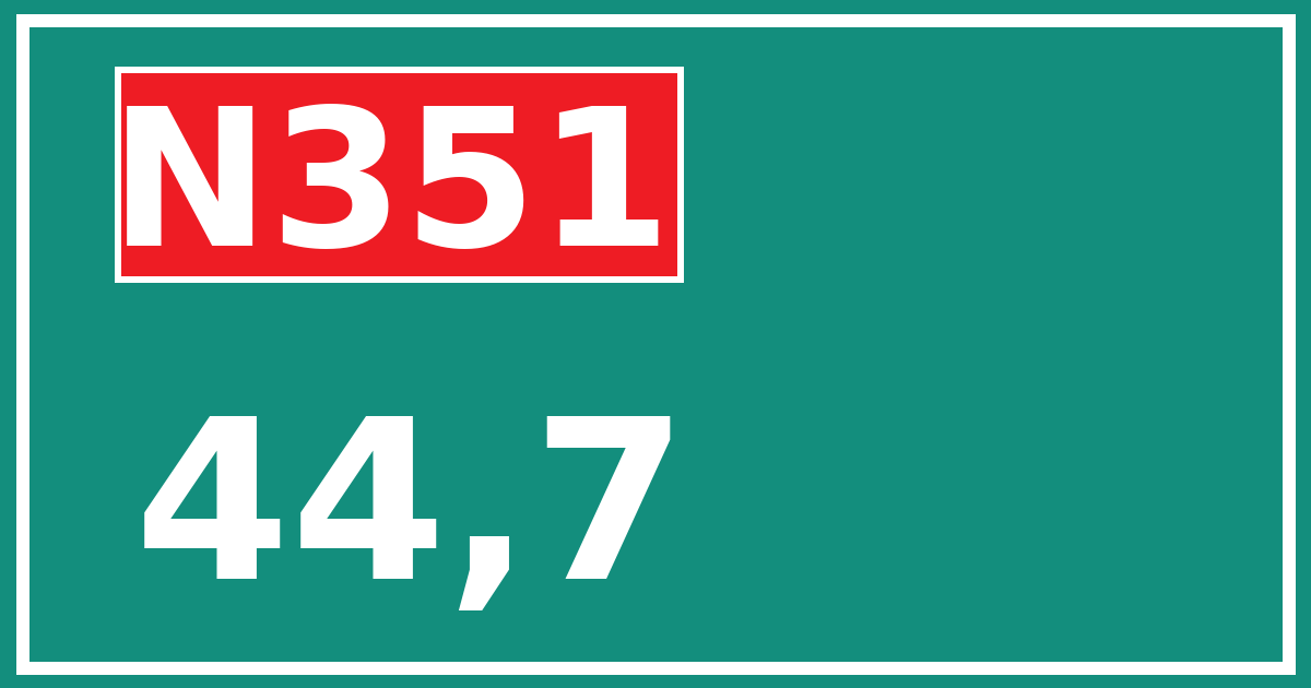 Hectometerbord N351 44,7