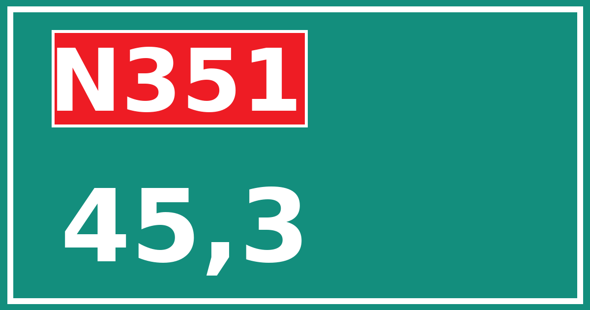 Hectometerbord N351 45,3