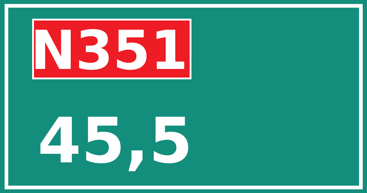 Hectometerbord N351 45,5