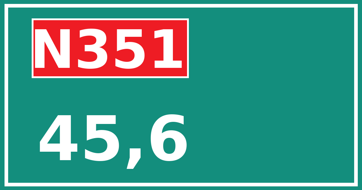 Hectometerbord N351 45,6