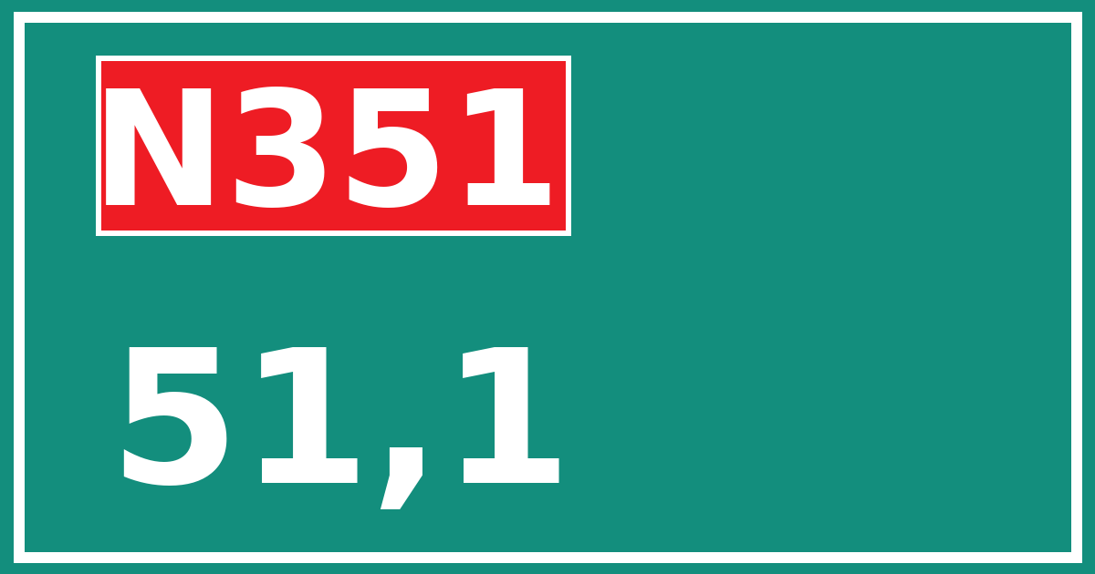 Hectometerbord N351 51,1