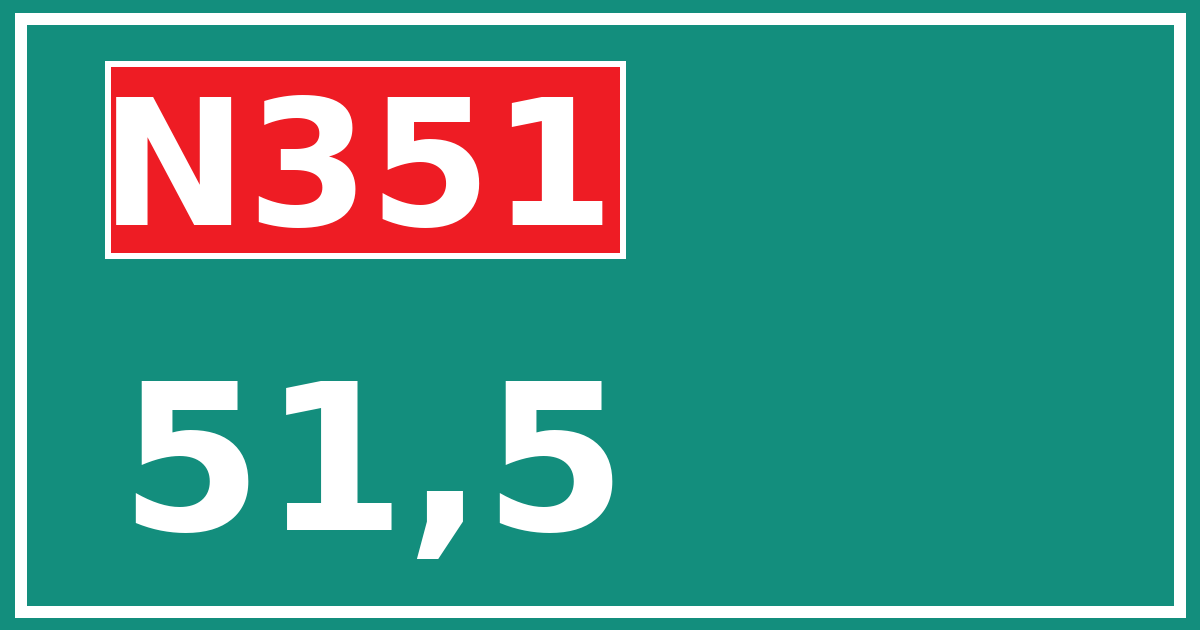 Hectometerbord N351 51,5