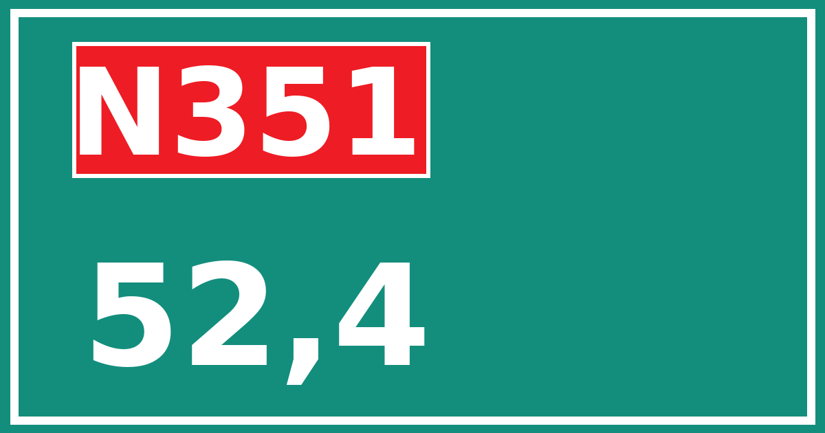 Hectometerbord N351 52,4