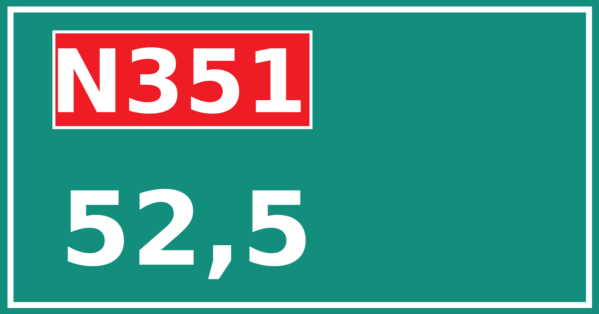 Hectometerbord N351 52,5