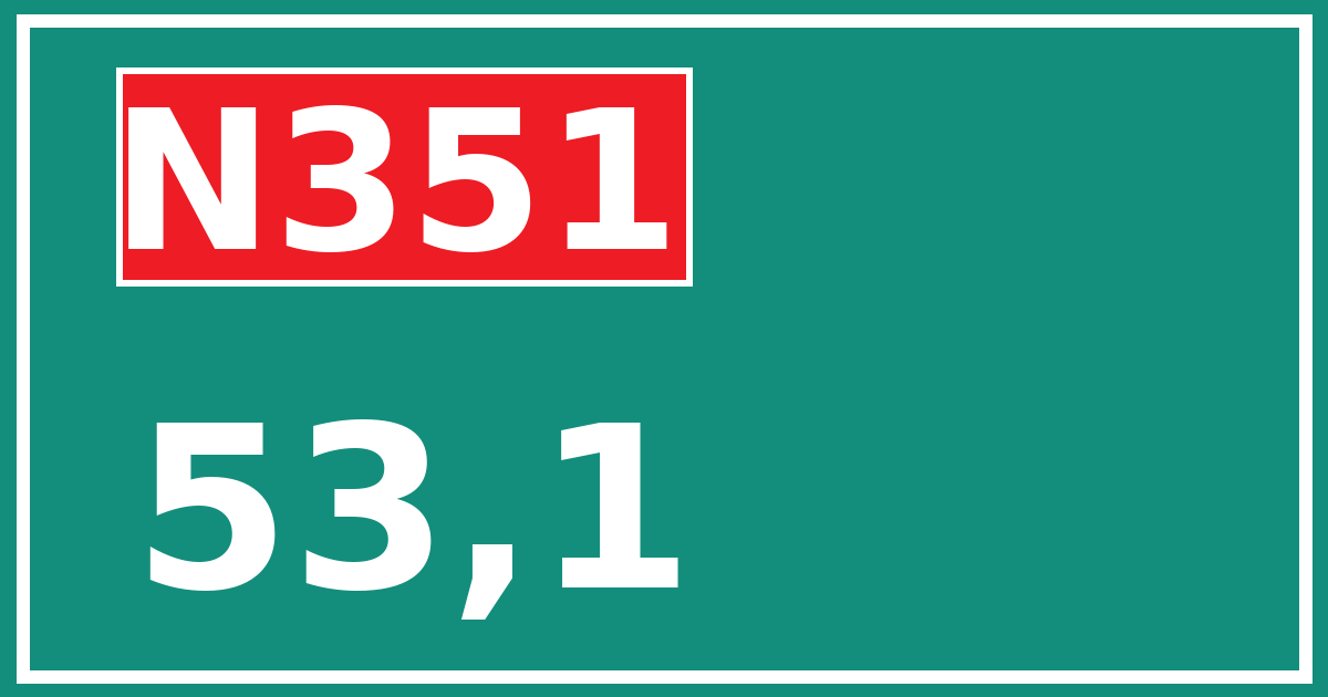 Hectometerbord N351 53,1