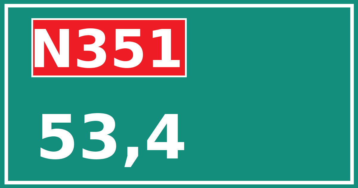 Hectometerbord N351 53,4