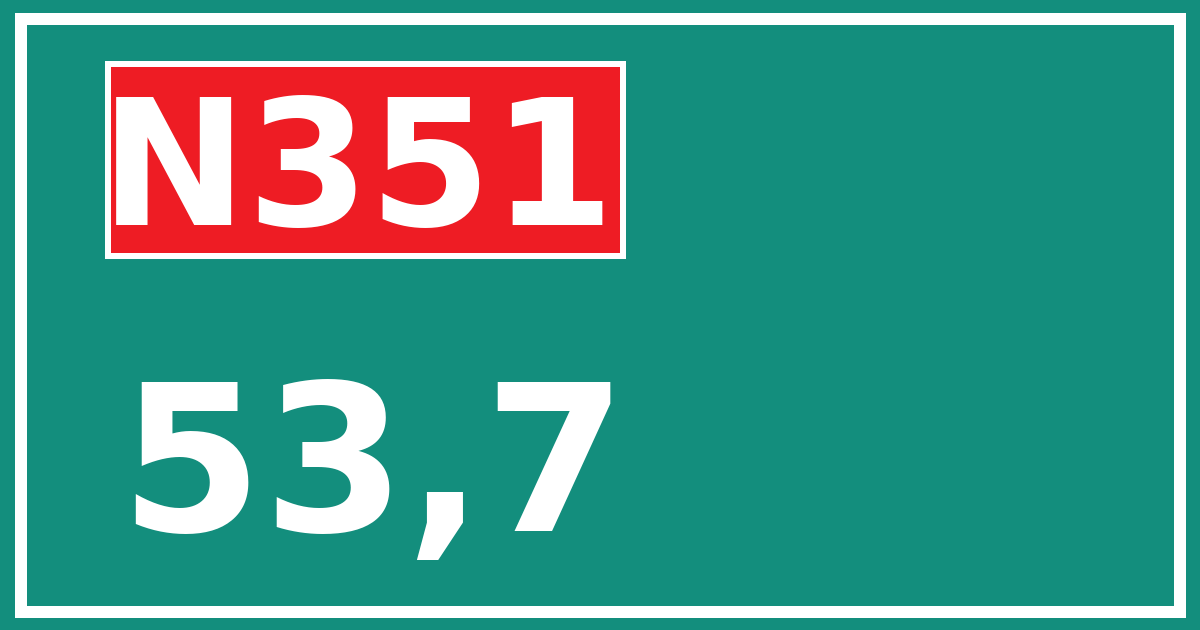 Hectometerbord N351 53,7