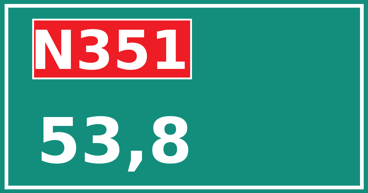 Hectometerbord N351 53,8