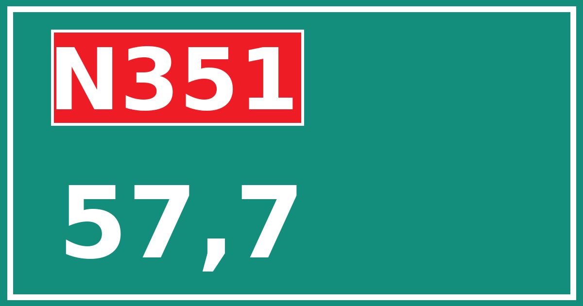 Hectometerbord N351 57,7