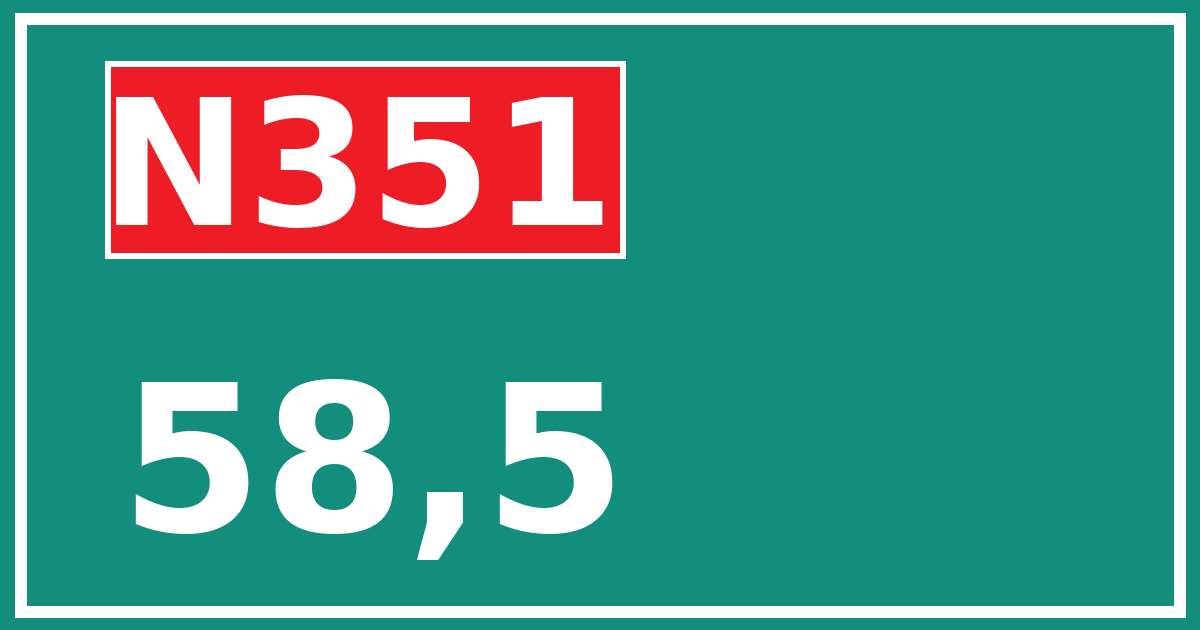 Hectometerbord N351 58,5
