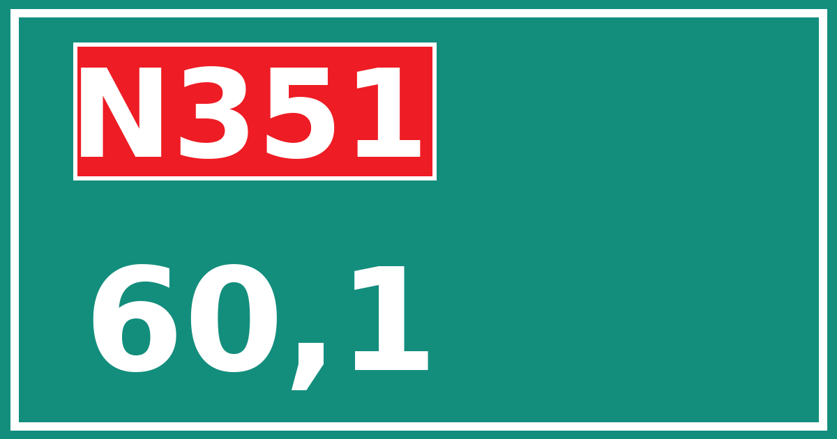 Hectometerbord N351 60,1