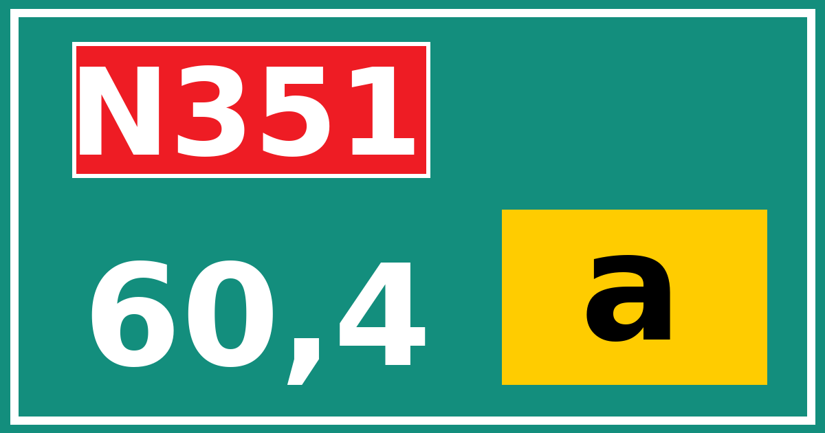 Hectometerbord N351 60,4 letter a