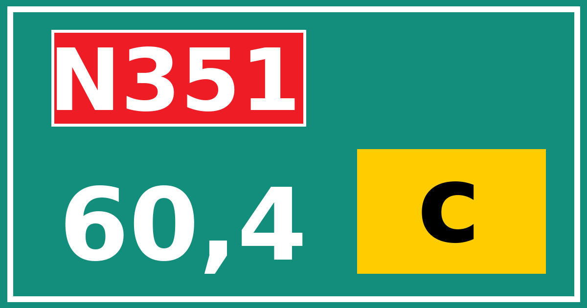 Hectometerbord N351 60,4 letter c