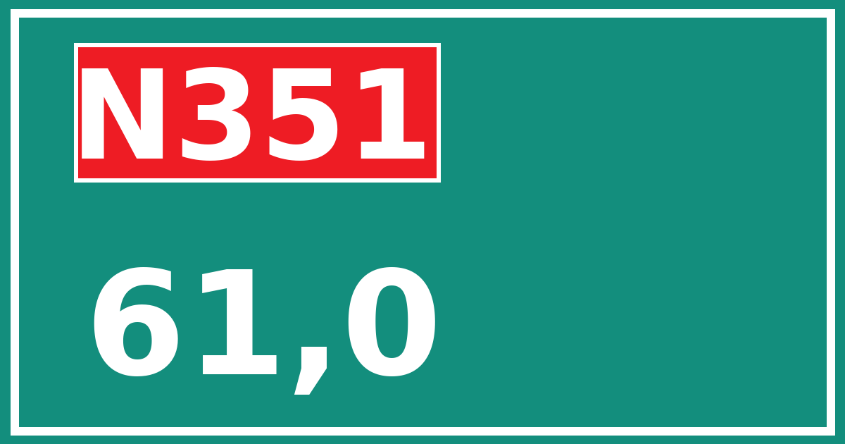 Hectometerbord N351 61,0