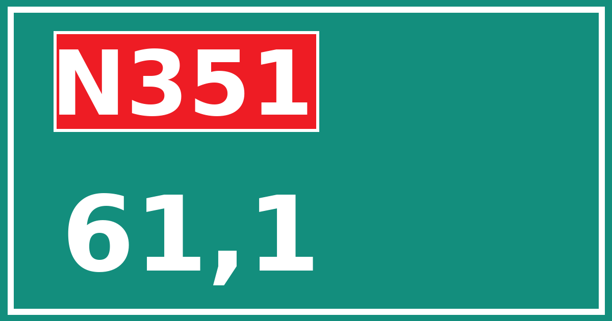 Hectometerbord N351 61,1