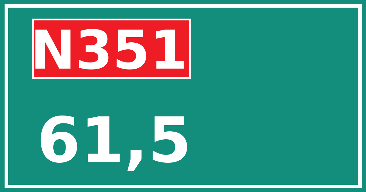 Hectometerbord N351 61,5