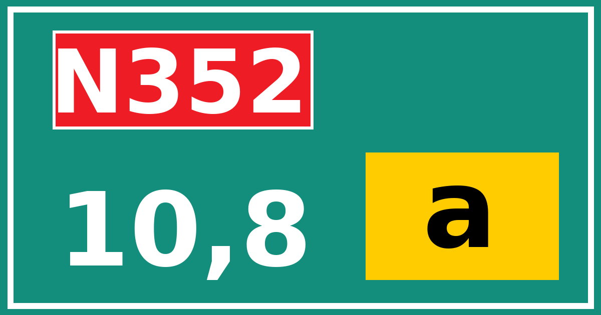 Hectometerbord N352 10,8 letter a