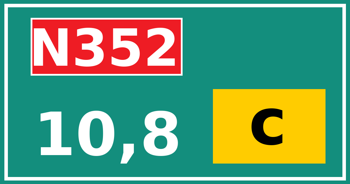 Hectometerbord N352 10,8 letter c