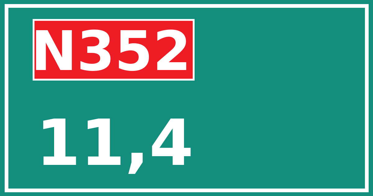 Hectometerbord N352 11,4